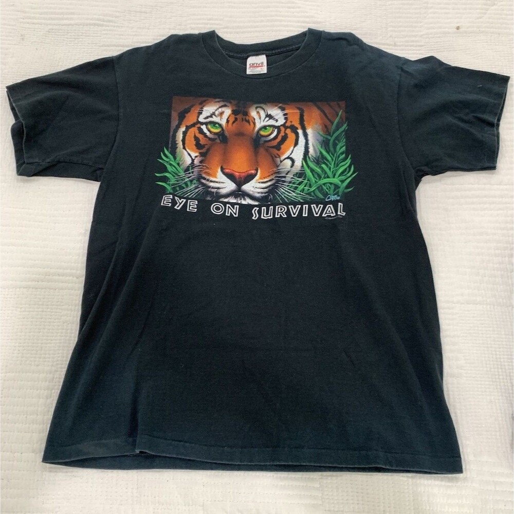Vintage- Human-I-Tees- EYE ON SURVIVAL- BENGAL TIGER - Single Stitch T Shirt - L